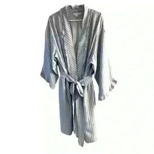 Eileen West pinstripe ruffle edge robe